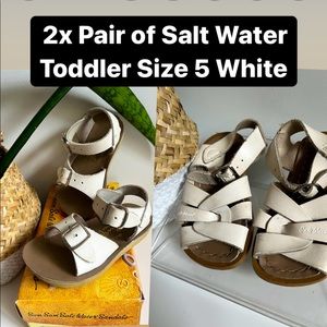 2 Pair SALT WATER Sandals Size 5 White Toddler Kid